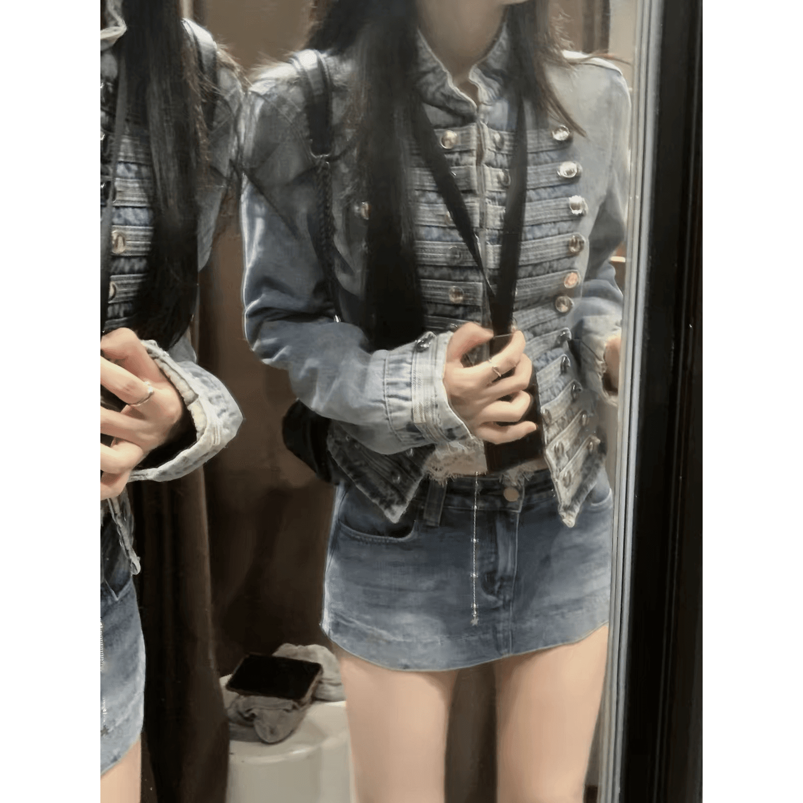 가을 새로운 레트로 워싱 면 금속 이중 버튼 나폴레옹 맨위 재킷 재킷 남녀 웨어러블 이미지 5