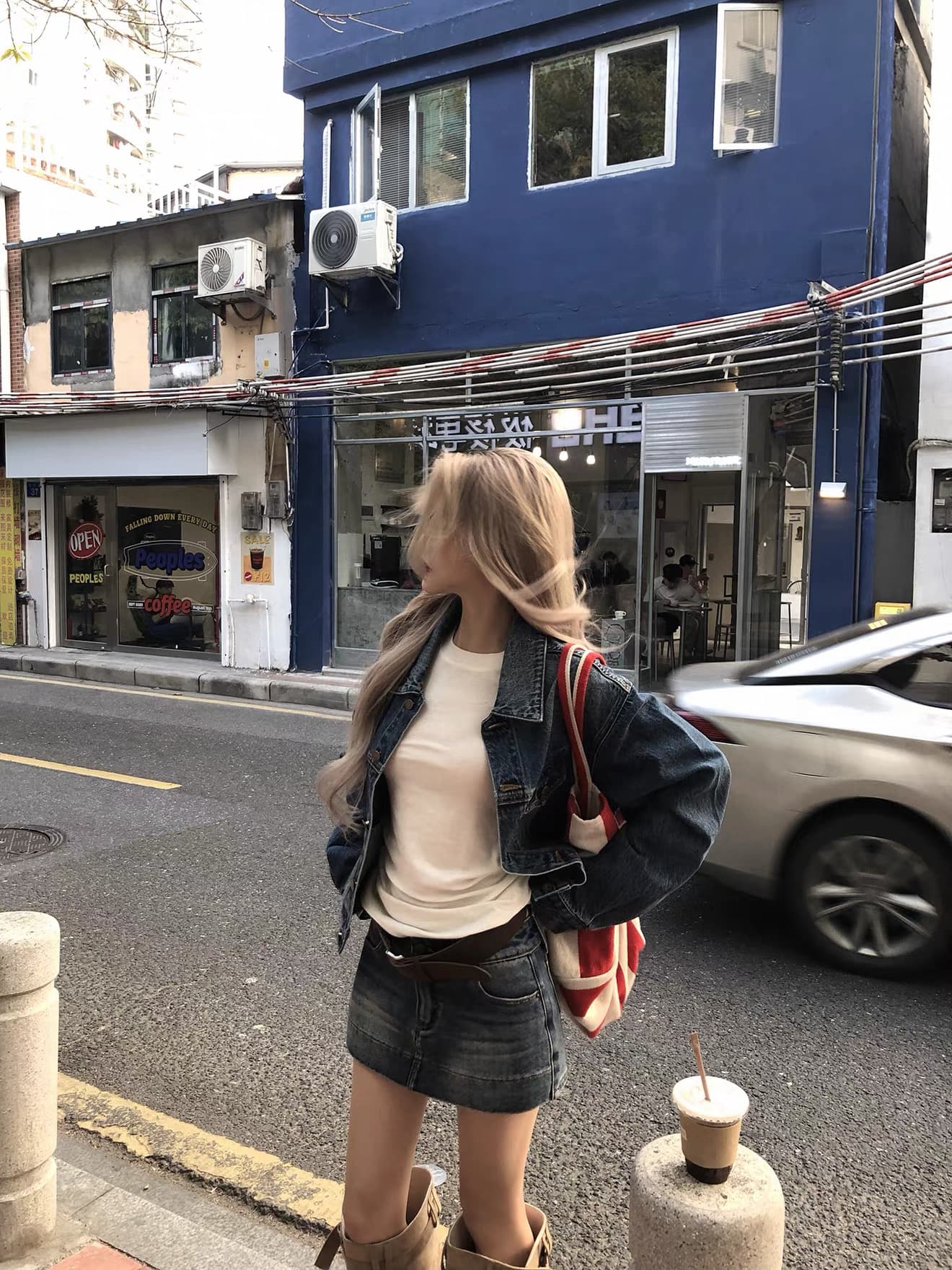 세븐 새우 미끄러짐 데님 재킷 조기 가을 2026 새로운 여성 짧은 작은 키 자이언트 잘 생긴 파란색 한 첨부 된 의류 상세 이미지 11