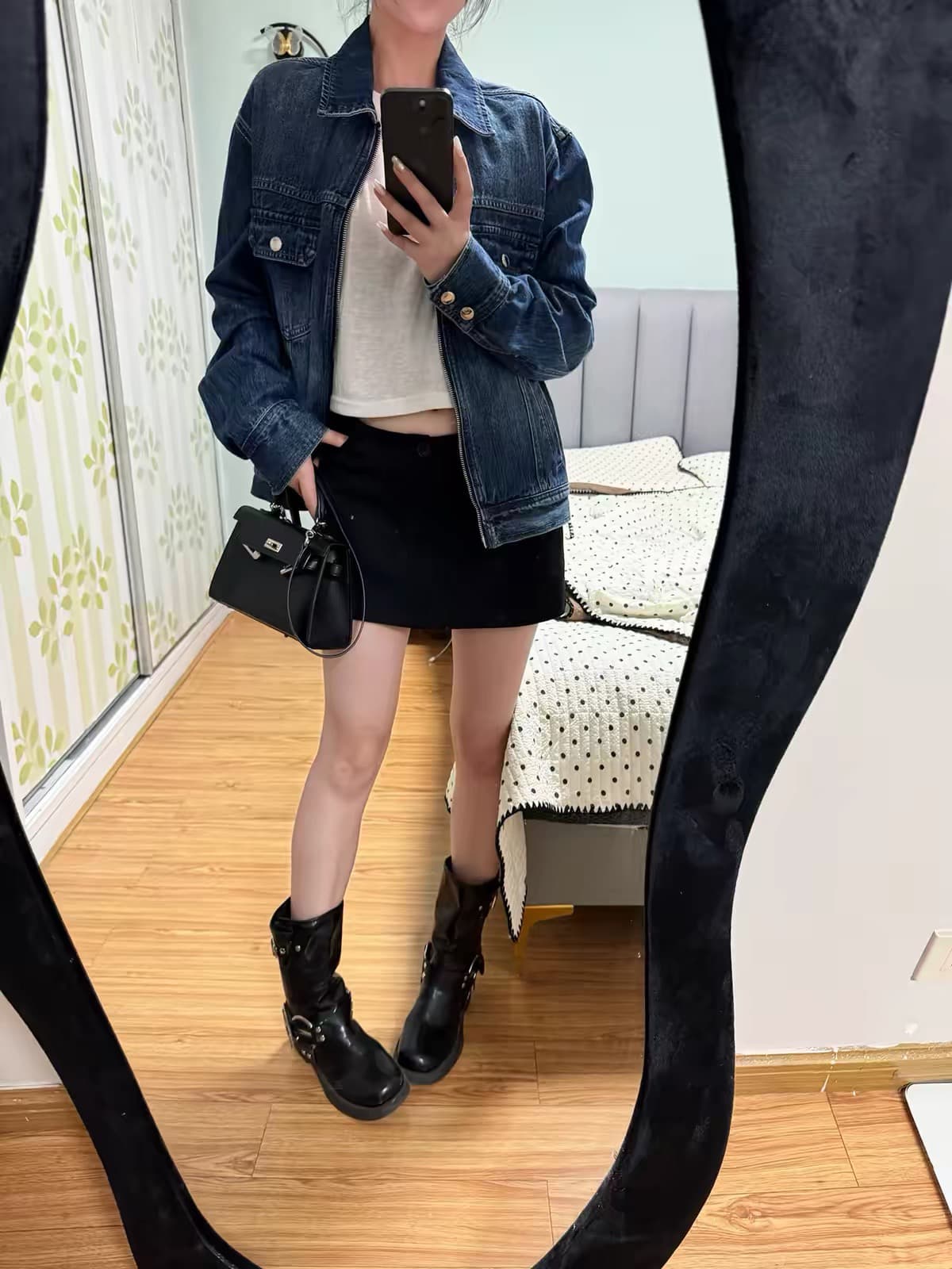 항구 바람 레트로 자이언트 잘 생긴 신제품 카우보이 의류 여성 코트 긍정적 인 인기 느슨함 센스 작은 키 고급 쇼트 스타일 맨위 이미지 3