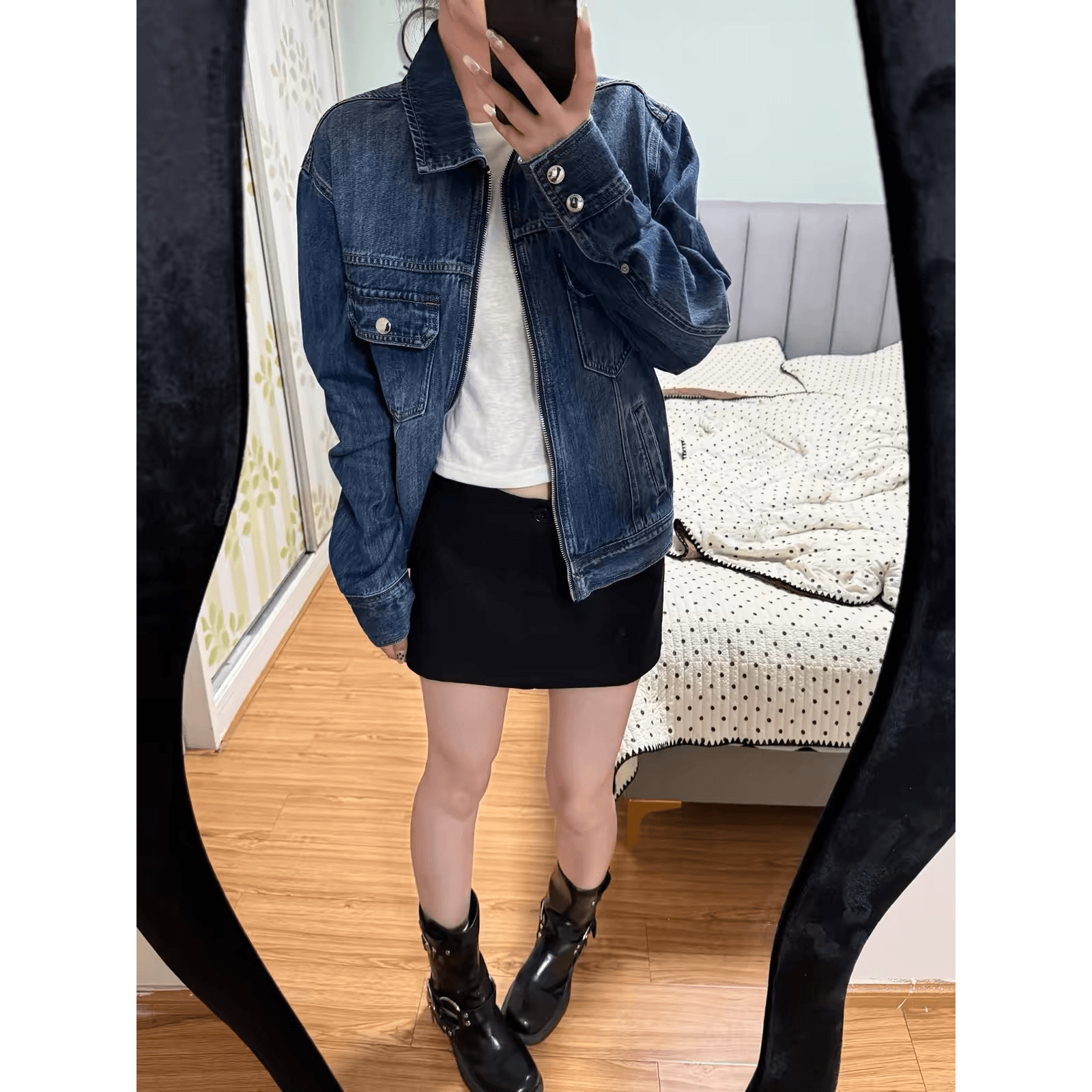 항구 바람 레트로 자이언트 잘 생긴 신제품 카우보이 의류 여성 코트 긍정적 인 인기 느슨함 센스 작은 키 고급 쇼트 스타일 맨위 이미지 6