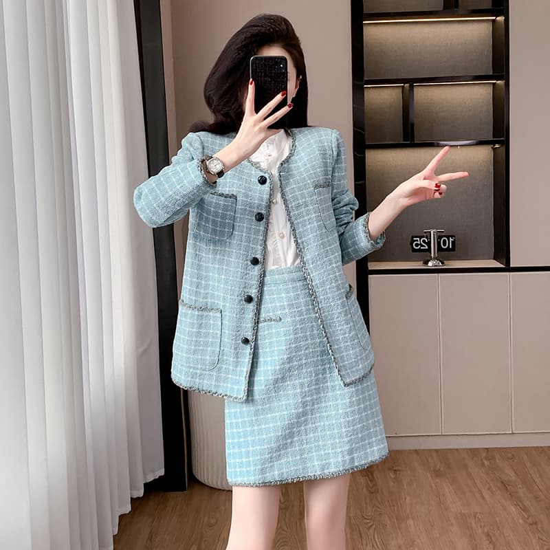 실사 재고 상품 작은 샤넬 스타일 세트 여성 2025 가을 새로운 레트로 고급 센스 명문 여성 품격 재킷 이미지 4