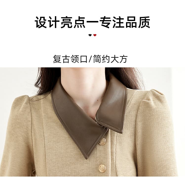 실사 높은 품질 2025 이른 가을 새로운 착용 가져 가라. 자이언트 잘 생긴 ~ 중 꼬집기 허리 프랑스식 긴팔 드레스 벨트 포함 상세 이미지 14
