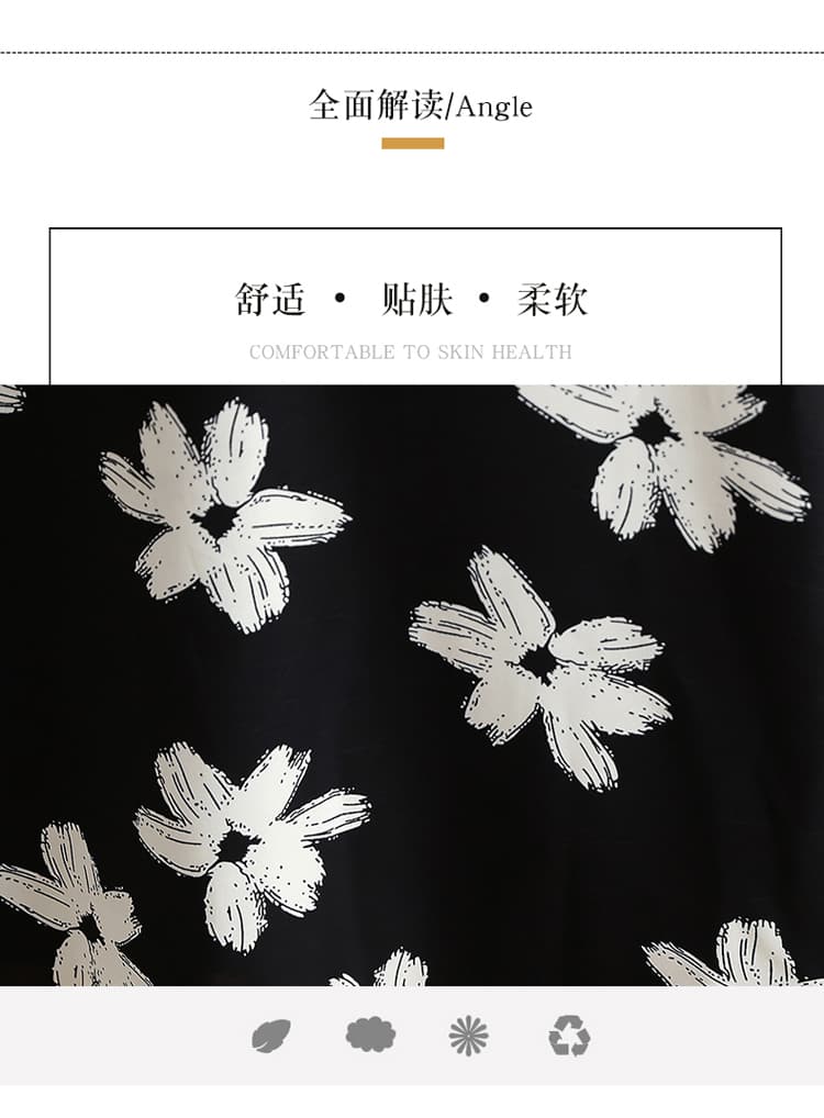 실사 프랑스식 품격 로얄 자매 빛 요리 한 작은 대중 아니요 명중 섹션 검정색 꽃무늬 V넥 슬림해 보이는 긴팔 드레스 상세 이미지 6