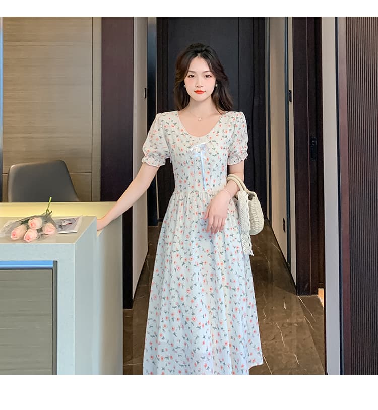실사 2026 여름 새로운 작은 청신 치마 부드러운 바람 꽃무늬 치마 품격 프랑스식 숙녀 드레스 상세 이미지 28