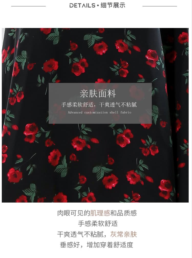 실사 프랑스식 레트로 장미 드레스 여름 새로운 작은 날다 소매 허리 수축 품격 고급 센스 슬립 롱 스커트 상세 이미지 4