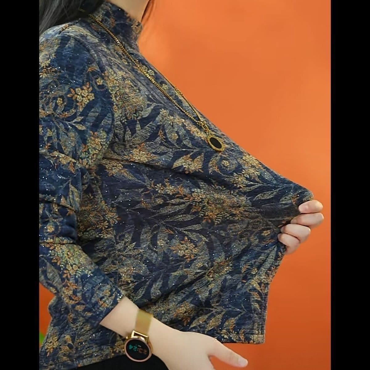 가을 겨울철 패션 프린트 터틀넥 가을 겨울 새로운 여성 만나는 엄마 연령 감소 외국 가스 긴팔 보온 작은 셔츠 맨위 상세 이미지 7