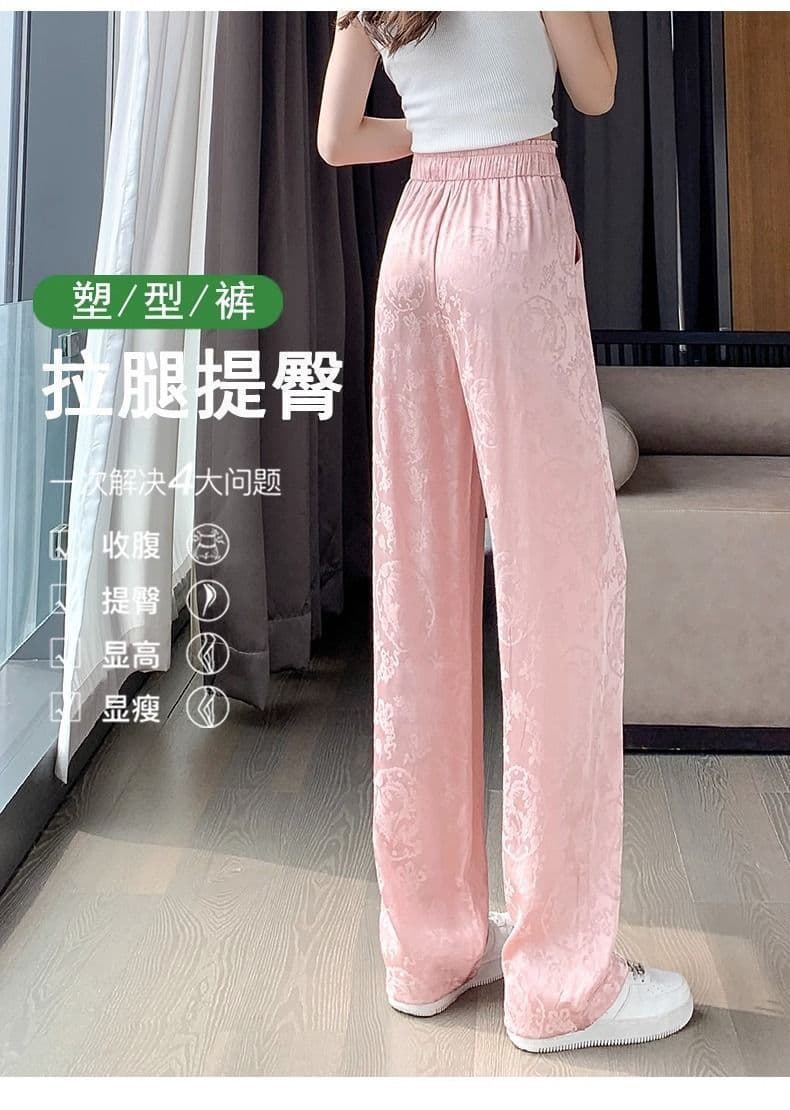 빅 사이즈 80-300 근 디스플레이 높음 얇고 가벼운 국풍 캐주얼 바지 여성 여름 새로운 국가 트렌디 하이웨이스트 도루 센스 스트레이트 와이드 레그 팬츠 상세 이미지 12