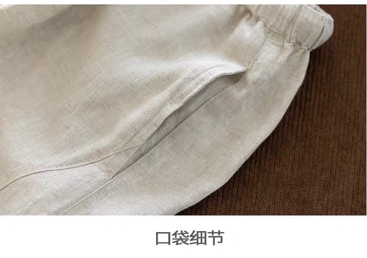 여름 하이웨이스트 9 포인트 면 린넨 캐주얼 와이드 팬츠 여성 레이스 펌프 로프 레이스업 목이버섯 레이스 풍선 바지 캐주얼 바지 상세 이미지 21