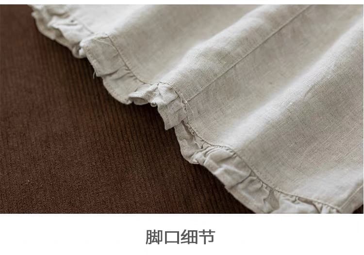 여름 하이웨이스트 9 포인트 면 린넨 캐주얼 와이드 팬츠 여성 레이스 펌프 로프 레이스업 목이버섯 레이스 풍선 바지 캐주얼 바지 상세 이미지 23