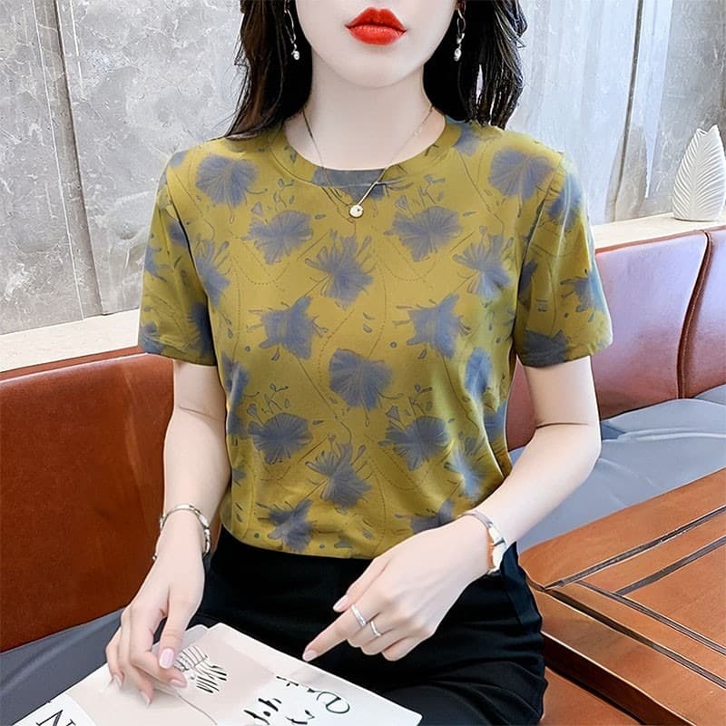 2026 여름과 가을 루즈핏 티셔츠 새로운 여성 의류 반팔 패션 티셔츠 외국 가스 유럽 상품 트렌디 세련된 맨위 이미지 5