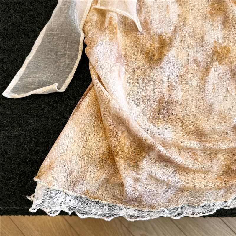 실사 지금 여름 부드러운 연령 감소 품격 고유 한 슈퍼 잘 생긴 다용도 레이스 조각 헤일로 염색 비스듬한 어깨 의류 상세 이미지 8