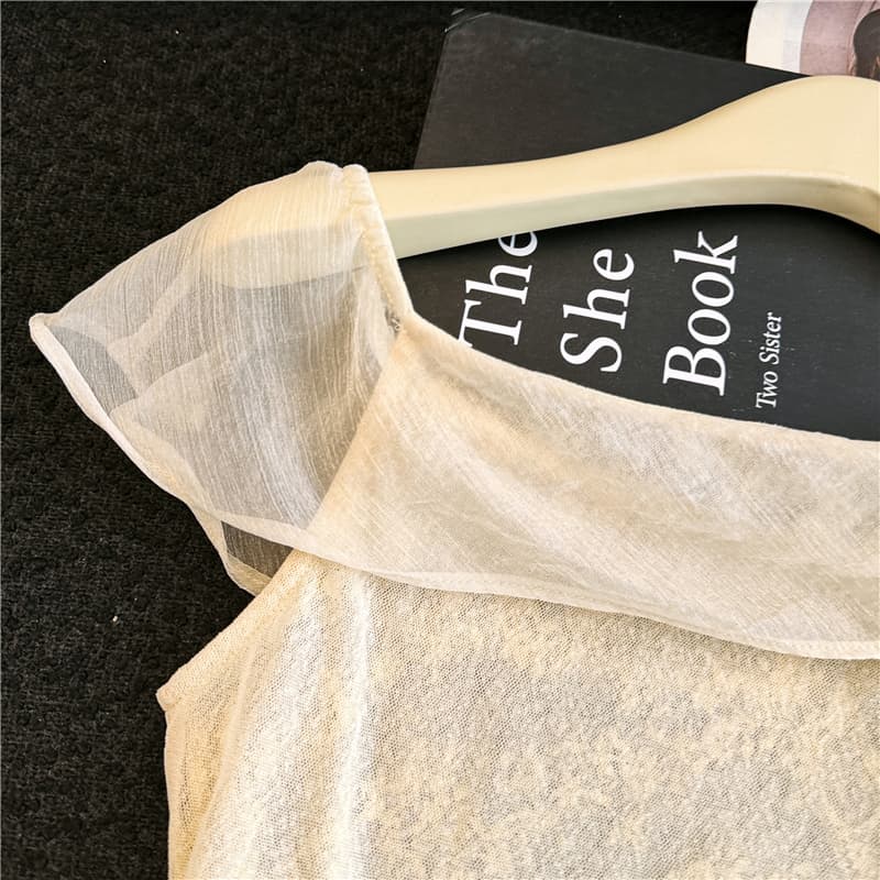 실사 지금 여름 부드러운 연령 감소 품격 고유 한 슈퍼 잘 생긴 다용도 레이스 조각 헤일로 염색 비스듬한 어깨 의류 상세 이미지 18