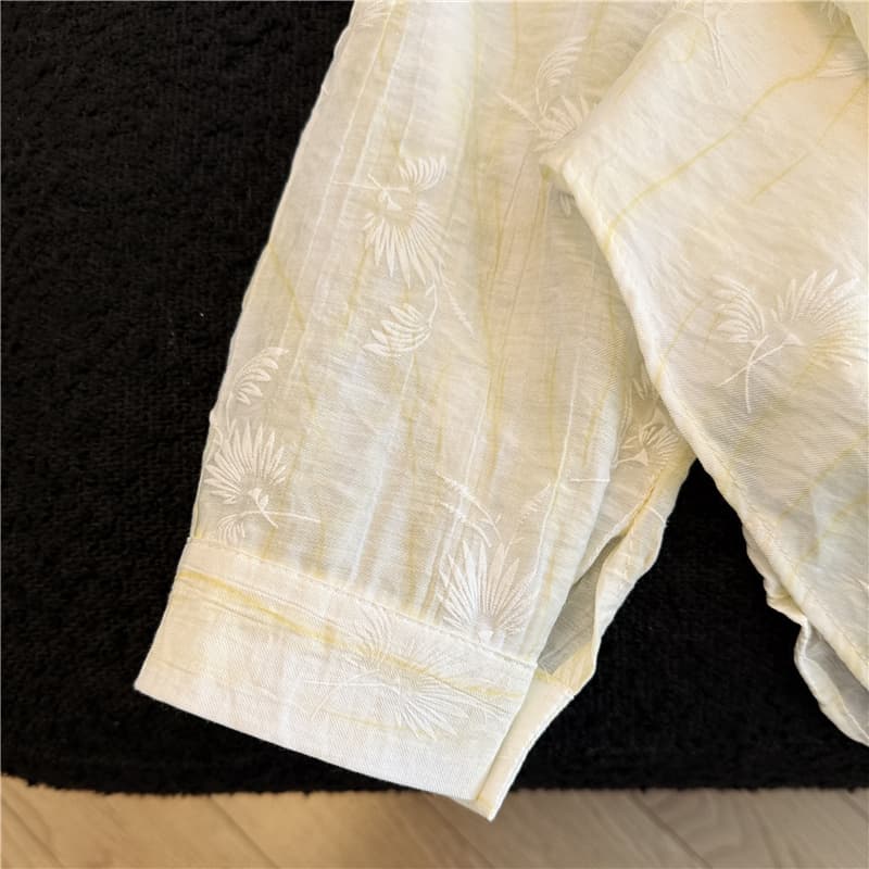 실사 지금 폴로 칼라 세로 줄무늬 긴팔 얇은 스타일 자외선 차단 셔츠 알파벳 투피스 조끼 여성 한 스타일 중간 길이 상세 이미지 11