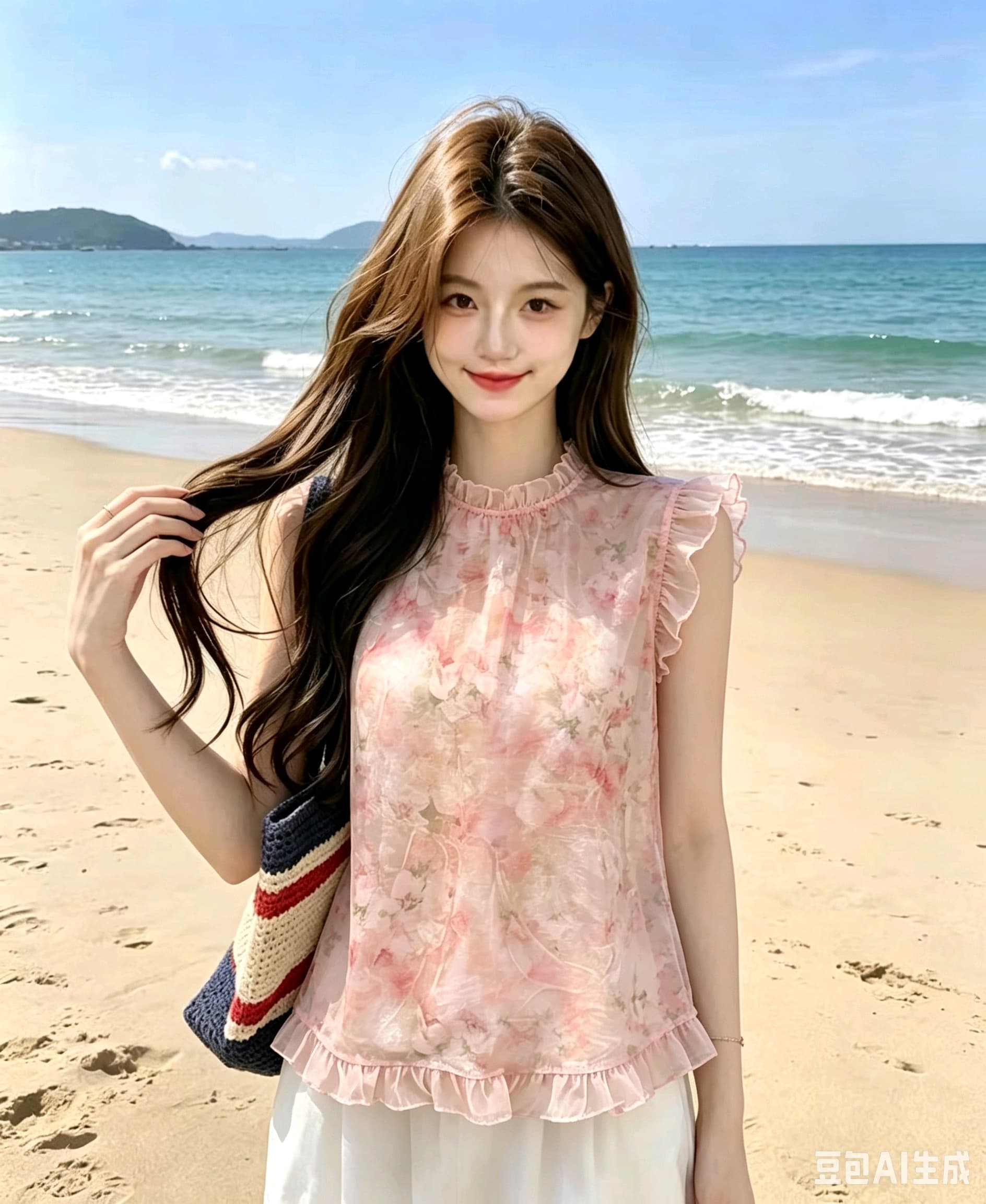 프랑스식 달콤한 스타일 꽃무늬 프릴 민소매 여성 셔츠 여름 한 부서 루즈핏 슬림해 보이는 얇은 스타일 인형 셔츠 맨위 상세 이미지 4