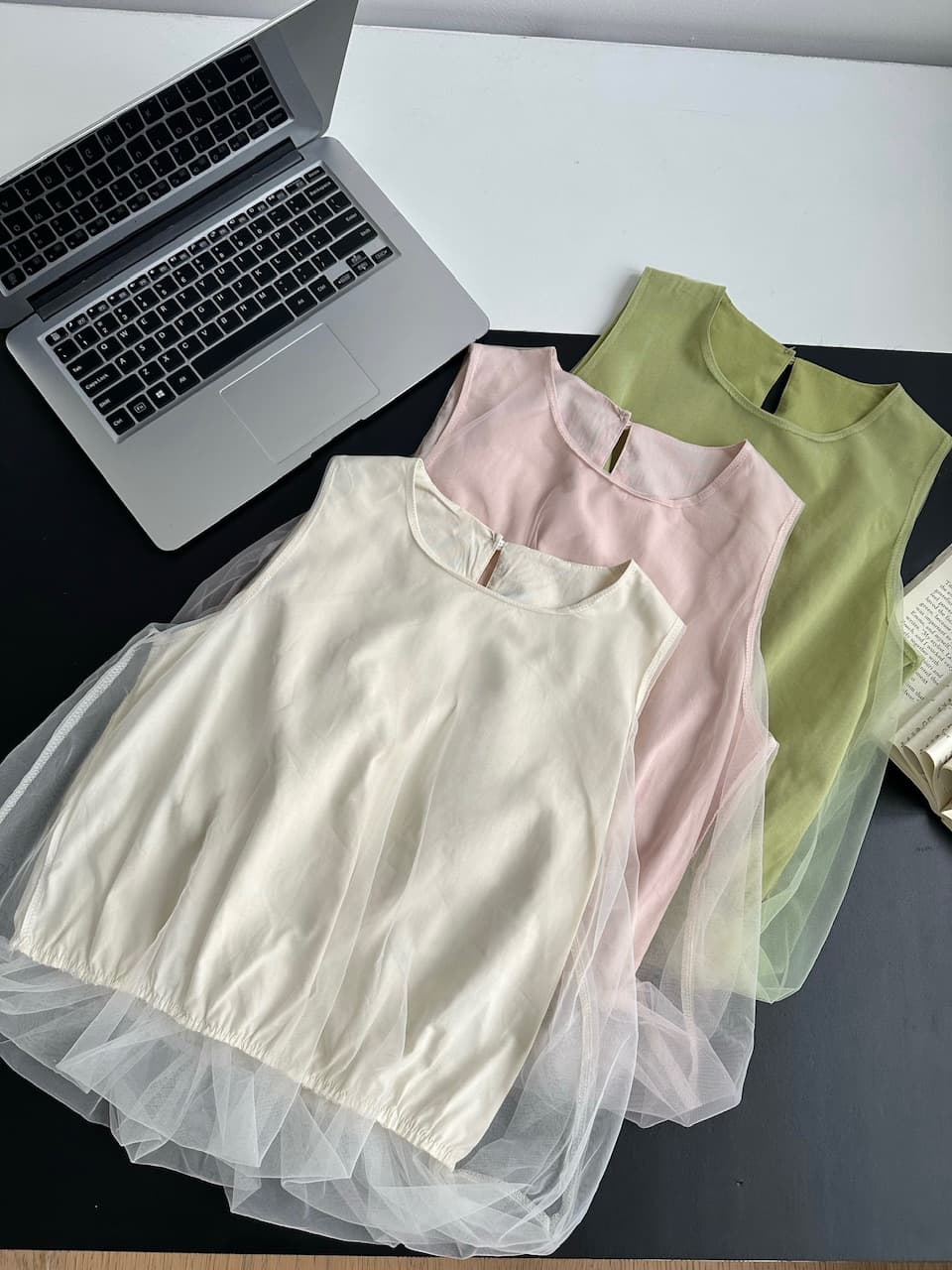 skk store 섬 오래된 돈 vibe100g 공기 센스 주간 실크 코튼 망사 조끼 작은 셔츠 치마바지 세트 여성 상세 이미지 8