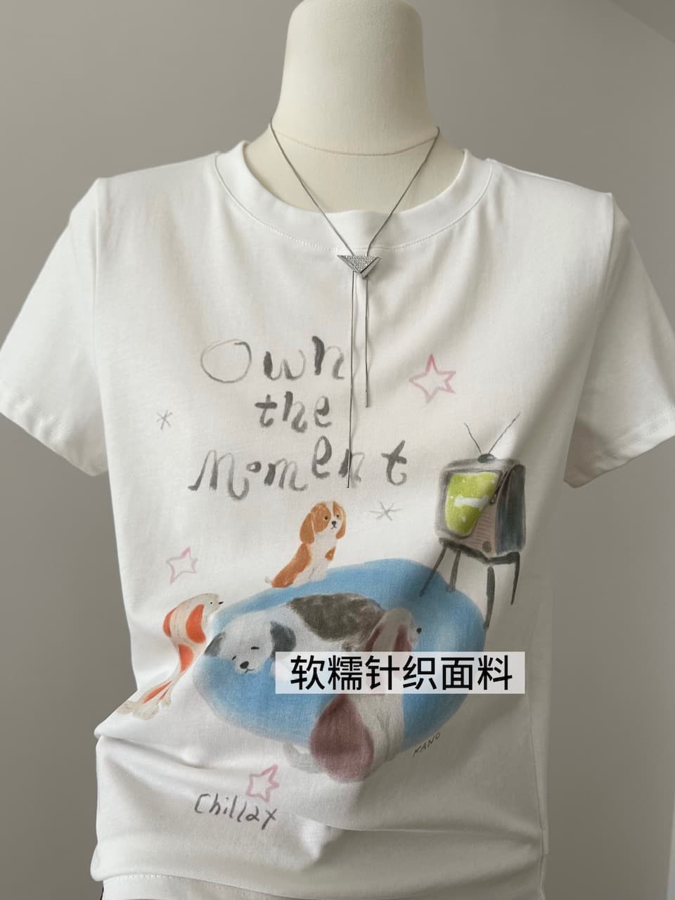 안녕하세요. 대포 슈퍼 잘 생긴 강아지 프린트 반팔 티셔츠 여성 여름 화이트 한 부서 chic Chic 루즈핏 맨위 상세 이미지 5