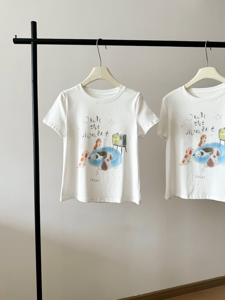 안녕하세요. 대포 슈퍼 잘 생긴 강아지 프린트 반팔 티셔츠 여성 여름 화이트 한 부서 chic Chic 루즈핏 맨위 상세 이미지 9