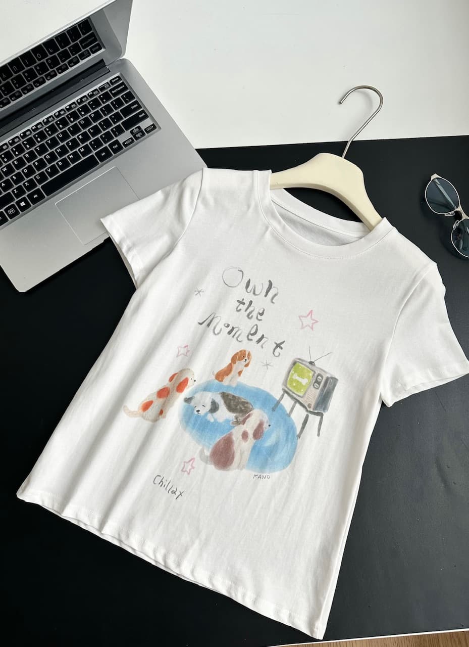 안녕하세요. 대포 슈퍼 잘 생긴 강아지 프린트 반팔 티셔츠 여성 여름 화이트 한 부서 chic Chic 루즈핏 맨위 상세 이미지 11