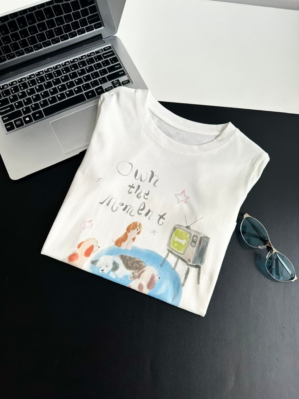 안녕하세요. 대포 슈퍼 잘 생긴 강아지 프린트 반팔 티셔츠 여성 여름 화이트 한 부서 chic Chic 루즈핏 맨위 상세 이미지 12