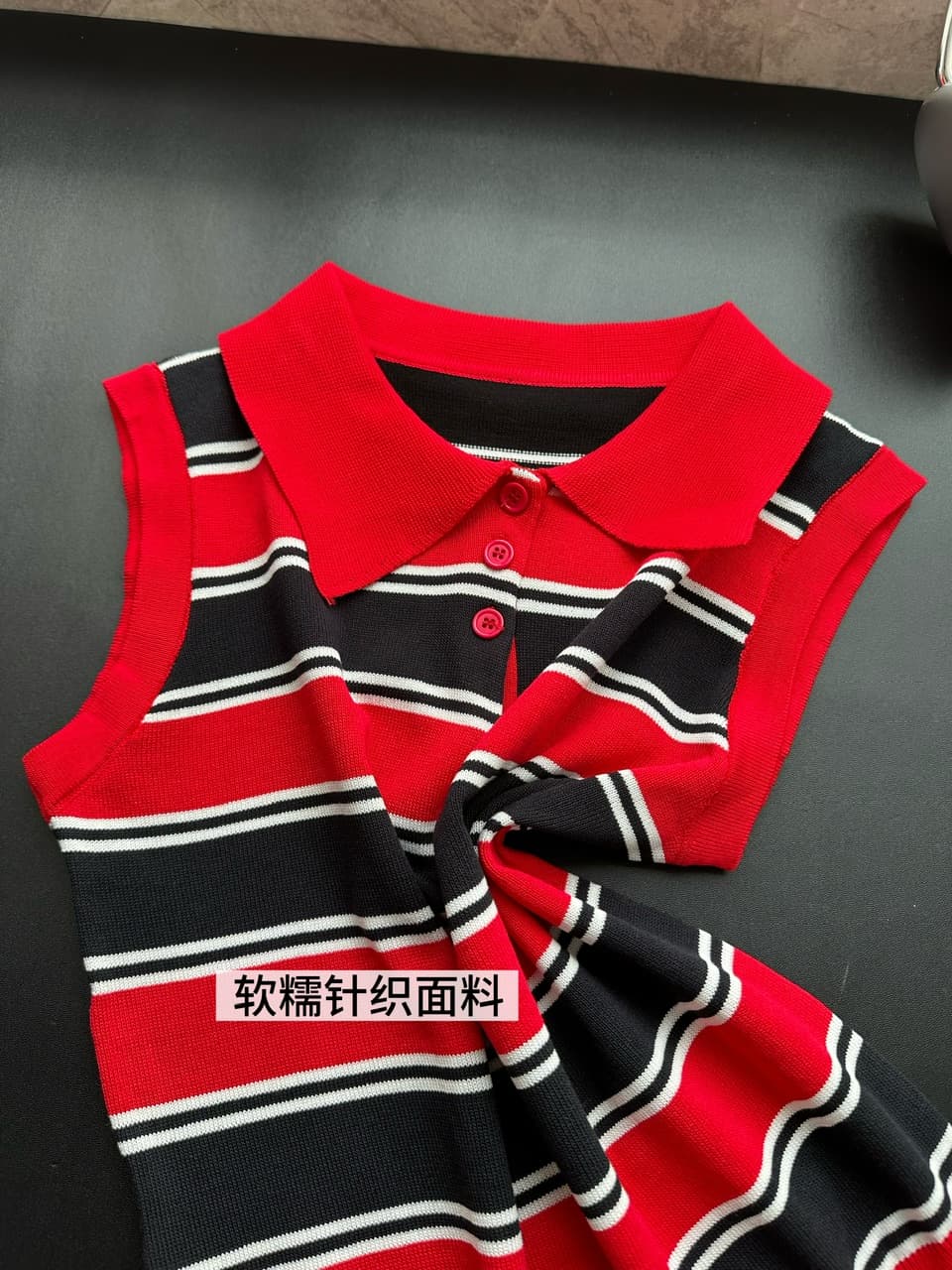 아메리칸 레트로 핫걸 POLO 칼라 니트 스웨터 조끼 여성 여름 디자인 센스 몸매 가꾸기 슬림해 보이는 다용도 캐주얼 맨위 상세 이미지 9