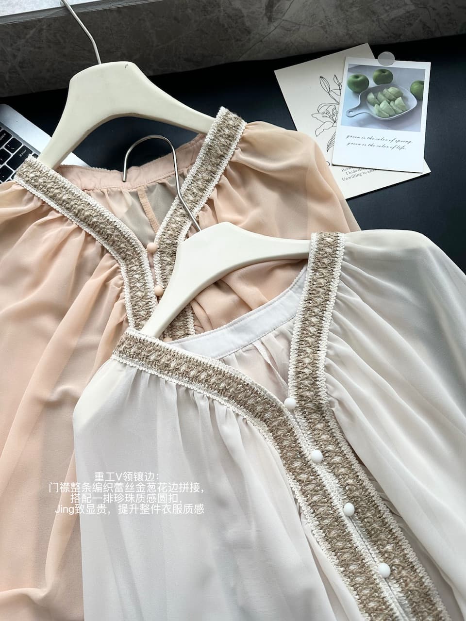 fbblimit 뮤즈 프랑스식 느슨함 센스 주름 쉬폰 오픈 가디건 아세트산 패치워크 슬림해 보이는 배트윙 소매 맨위 이미지 5