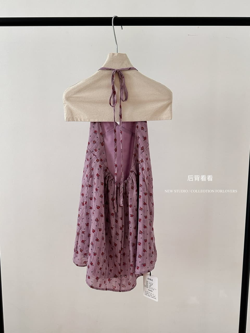 휴가 바람 보라색 꽃무늬 행침 목 캐미솔 여름 프랑스식 순수한 욕망 외출용 꼬집기 허리 몸매 가꾸기 민소매 맨위 상세 이미지 7