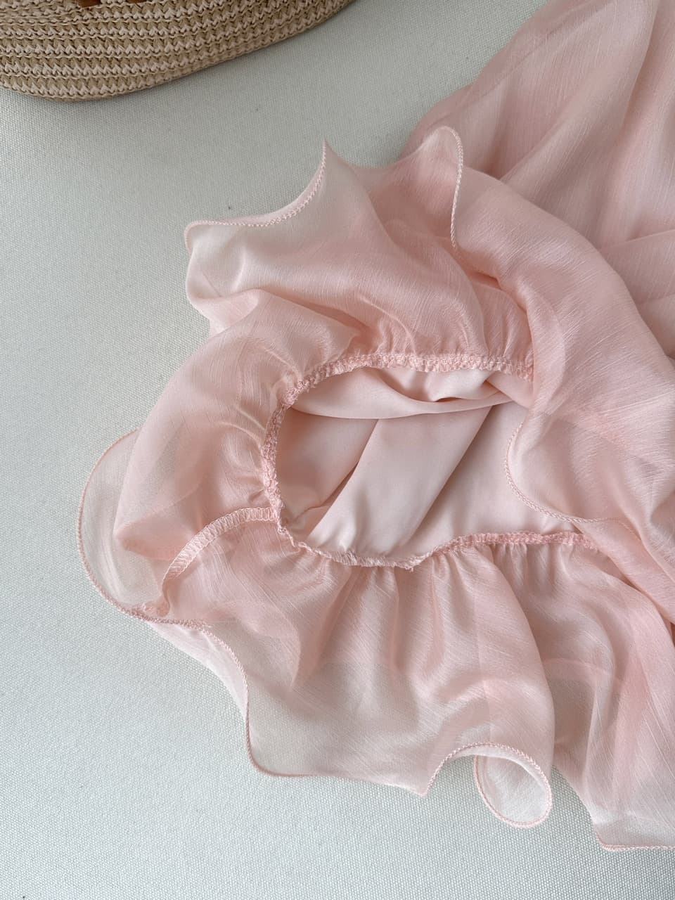 cloudsweet 흰 구름 달콤한 릴리 오브 더 밸리 여름 머리말 분위기 센스 핑크색 행침 목 맨위 민소매 쇼트 스타일 쉬폰 블라우스 상세 이미지 15