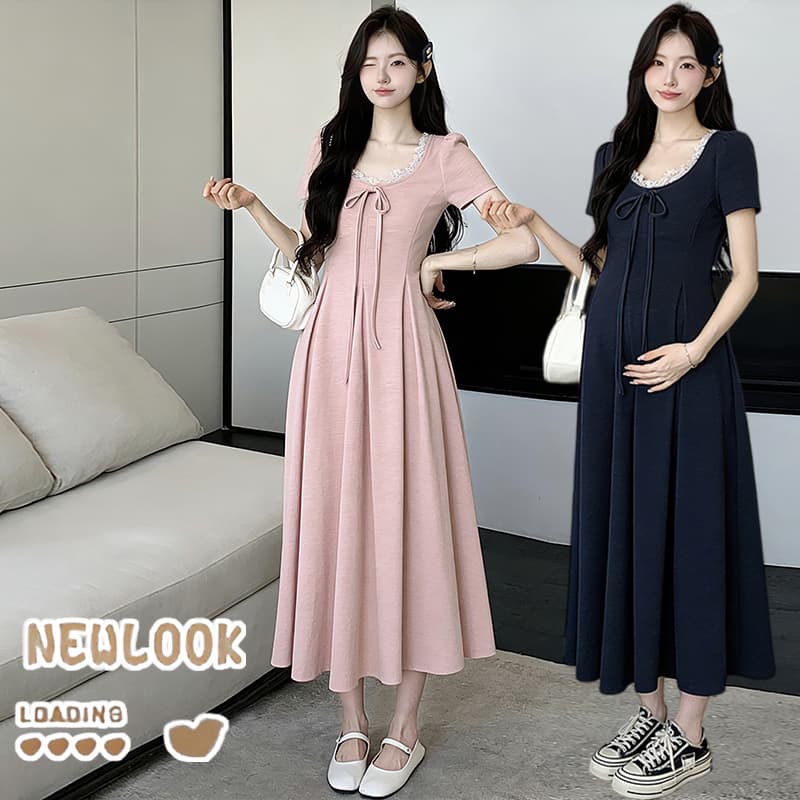 2026 여름 새로운 출산 착용 다용도 순면 캐주얼 롱 스커트 루즈핏 대 치마 임산부 드레스 이미지 3