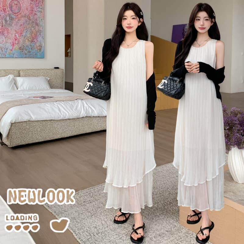 새로운 2026 여름 새로운 패션 다용도 플리츠 슬림해 보이는 임산부 드레스 오픈 가디건 임산부 세트 이미지 4