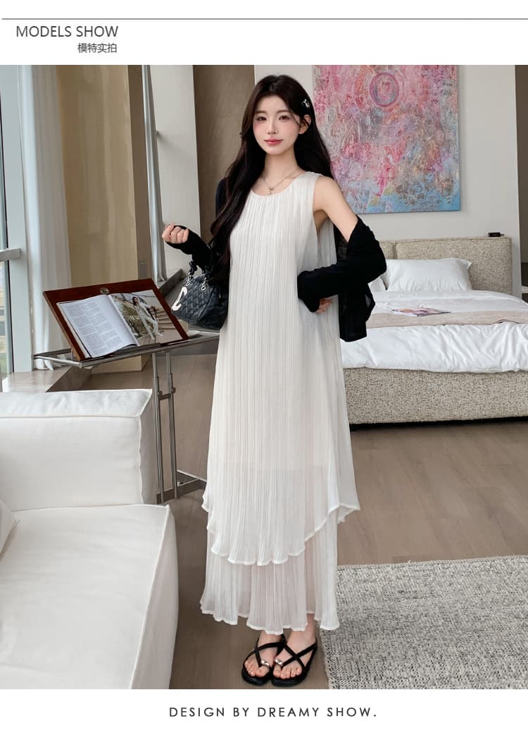 새로운 2026 여름 새로운 패션 다용도 플리츠 슬림해 보이는 임산부 드레스 오픈 가디건 임산부 세트 상세 이미지 12