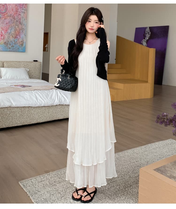 새로운 2026 여름 새로운 패션 다용도 플리츠 슬림해 보이는 임산부 드레스 오픈 가디건 임산부 세트 상세 이미지 14
