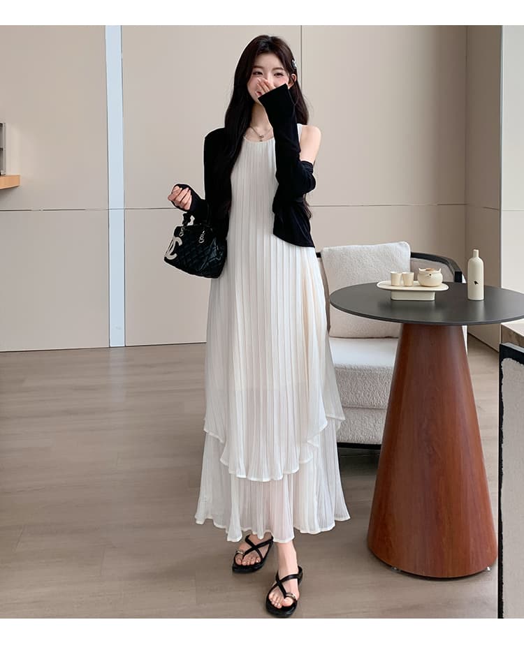 새로운 2026 여름 새로운 패션 다용도 플리츠 슬림해 보이는 임산부 드레스 오픈 가디건 임산부 세트 상세 이미지 20