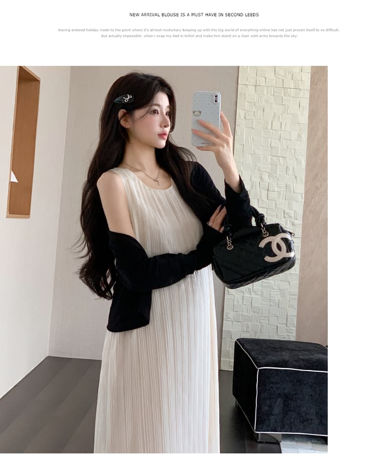 새로운 2026 여름 새로운 패션 다용도 플리츠 슬림해 보이는 임산부 드레스 오픈 가디건 임산부 세트 상세 이미지 25