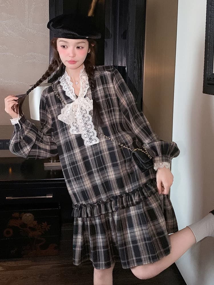 새로운 지금 2026 새로운 봄 가을 출산 착용 한 부서 루즈핏 캐주얼 임산부 드레스 상세 이미지 7
