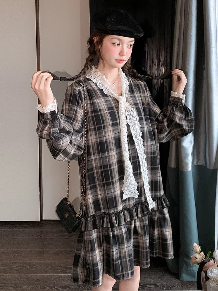 새로운 지금 2026 새로운 봄 가을 출산 착용 한 부서 루즈핏 캐주얼 임산부 드레스 상세 이미지 8