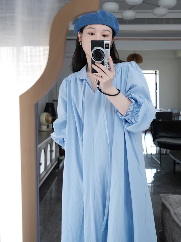 2026 봄 가을 새로운 순면 드레스 임산부 캐주얼 다용도 외출용 부드러운 바람 슬림해 보이는 임산부 드레스 상세 이미지 2