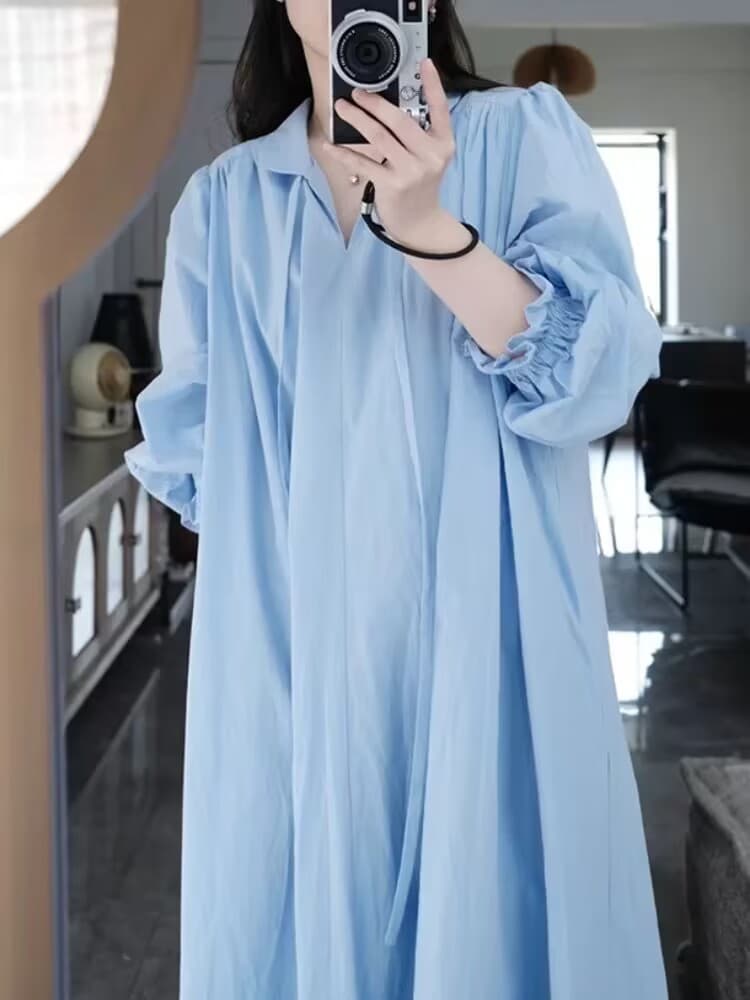 2026 봄 가을 새로운 순면 드레스 임산부 캐주얼 다용도 외출용 부드러운 바람 슬림해 보이는 임산부 드레스 상세 이미지 7