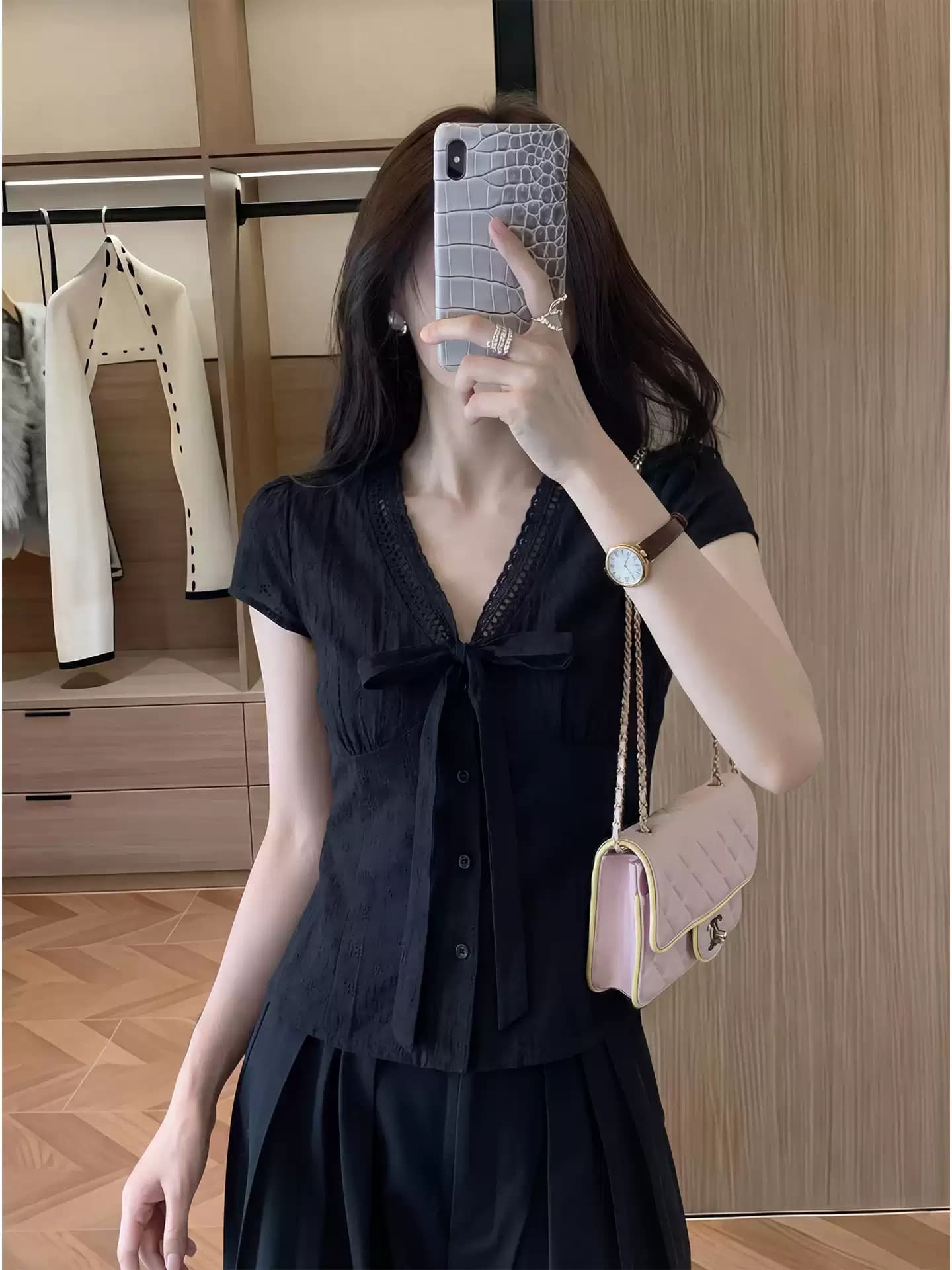 오리지널 디자인 센스 작은 대중 고급 센스 셔츠 2026 봄 새로운 프랑스식 레트로 품격 허리 수축 슬림해 보이는 작은 셔츠 상세 이미지 1