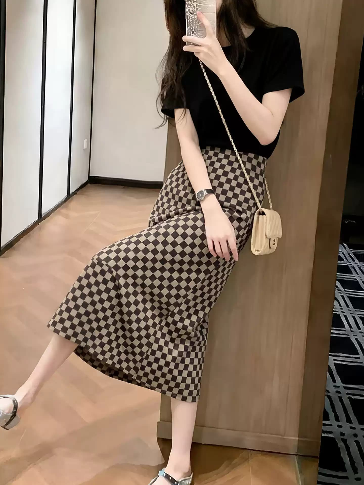 2026 여름 슈퍼 화재 전체 집합 ootd 착용 가져 가라. 캐주얼 자이언트 잘 생긴 ~ 중 작은 샤넬 스타일 반신 스커트 투피스 슈트 여성 이미지 3