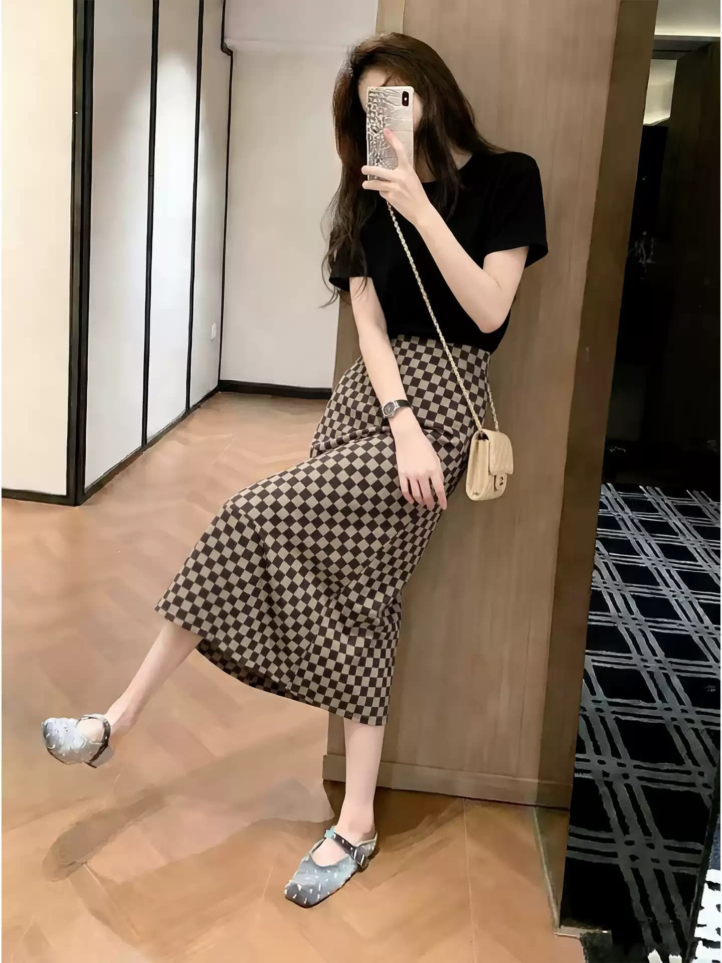 2026 여름 슈퍼 화재 전체 집합 ootd 착용 가져 가라. 캐주얼 자이언트 잘 생긴 ~ 중 작은 샤넬 스타일 반신 스커트 투피스 슈트 여성 상세 이미지 1