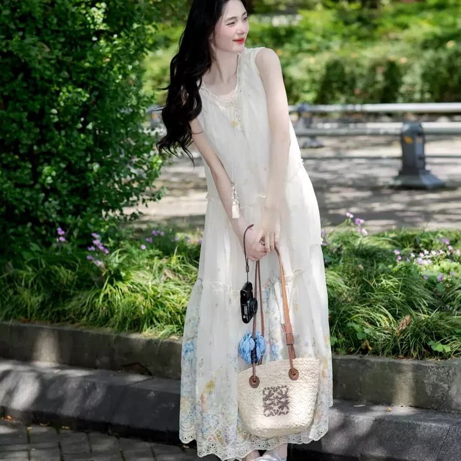 휴가 바람 조끼 여성 드레스 2026 여름 새로운 프랑스식 길다 치마 자이언트 잘 생긴 품격 작은 키 허리 수축 이미지 5