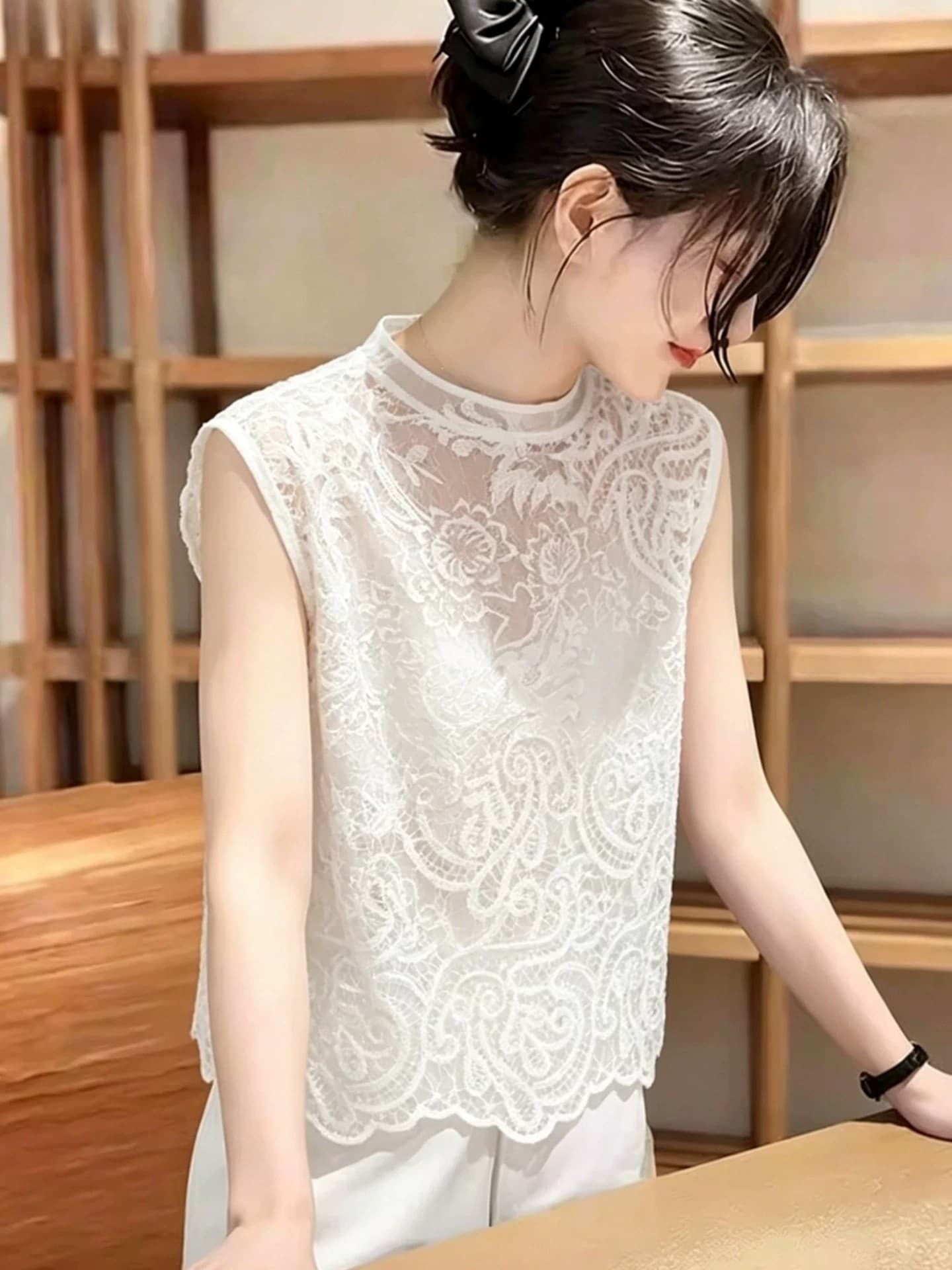 디스플레이 화이트 한 부서 고급 센스 패션 절묘한 고급 디자인 센스 프랑스식 2026 여름 새로운 아름다운 맨위 상세 이미지 4