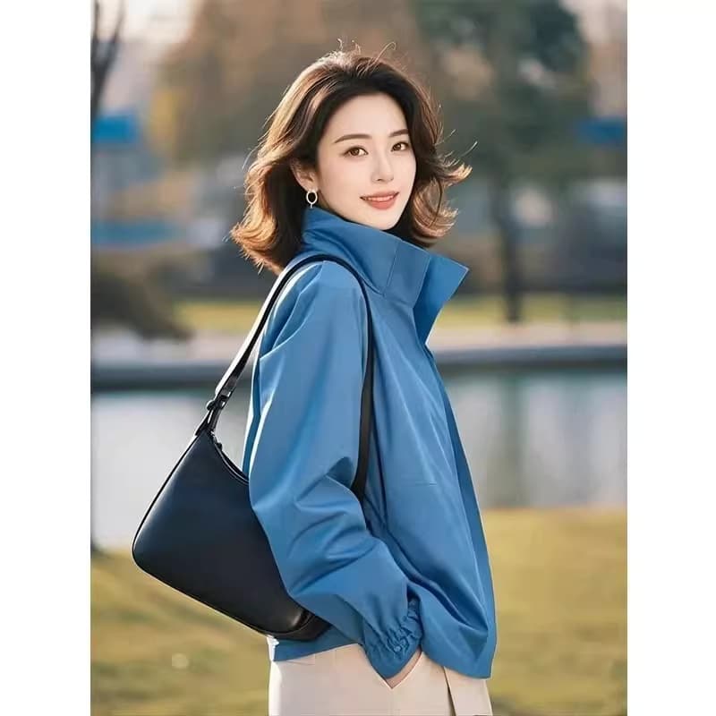 캐주얼 다용도 스탠드 칼라 오픈 가디건 여성 코트 2025 봄 가을 인기 ~ 중 아름다운 외국 가스 연령 감소 고급 센스 자켓 상세 이미지 3
