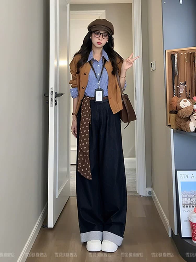 이른 가을 코디 전체 집합 레트로 코듀로이 재킷 이미지 3
