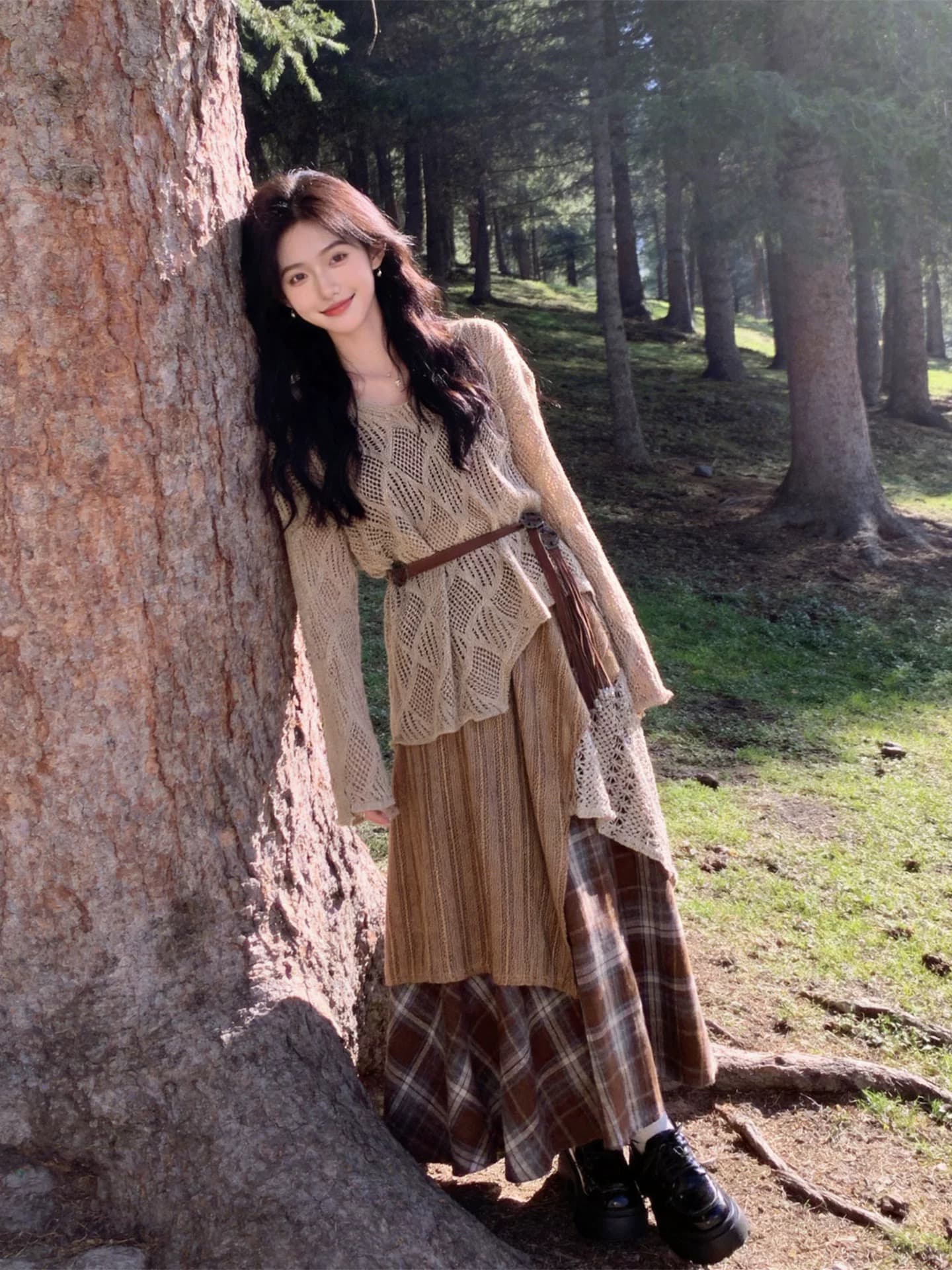 2026 새로운 프랑스식 휴가 바람 홀로우 아웃 패치워크 드레스 아이들 그레이트 통해보기 가져 가라. 전체 집합 롱 스커트 세트