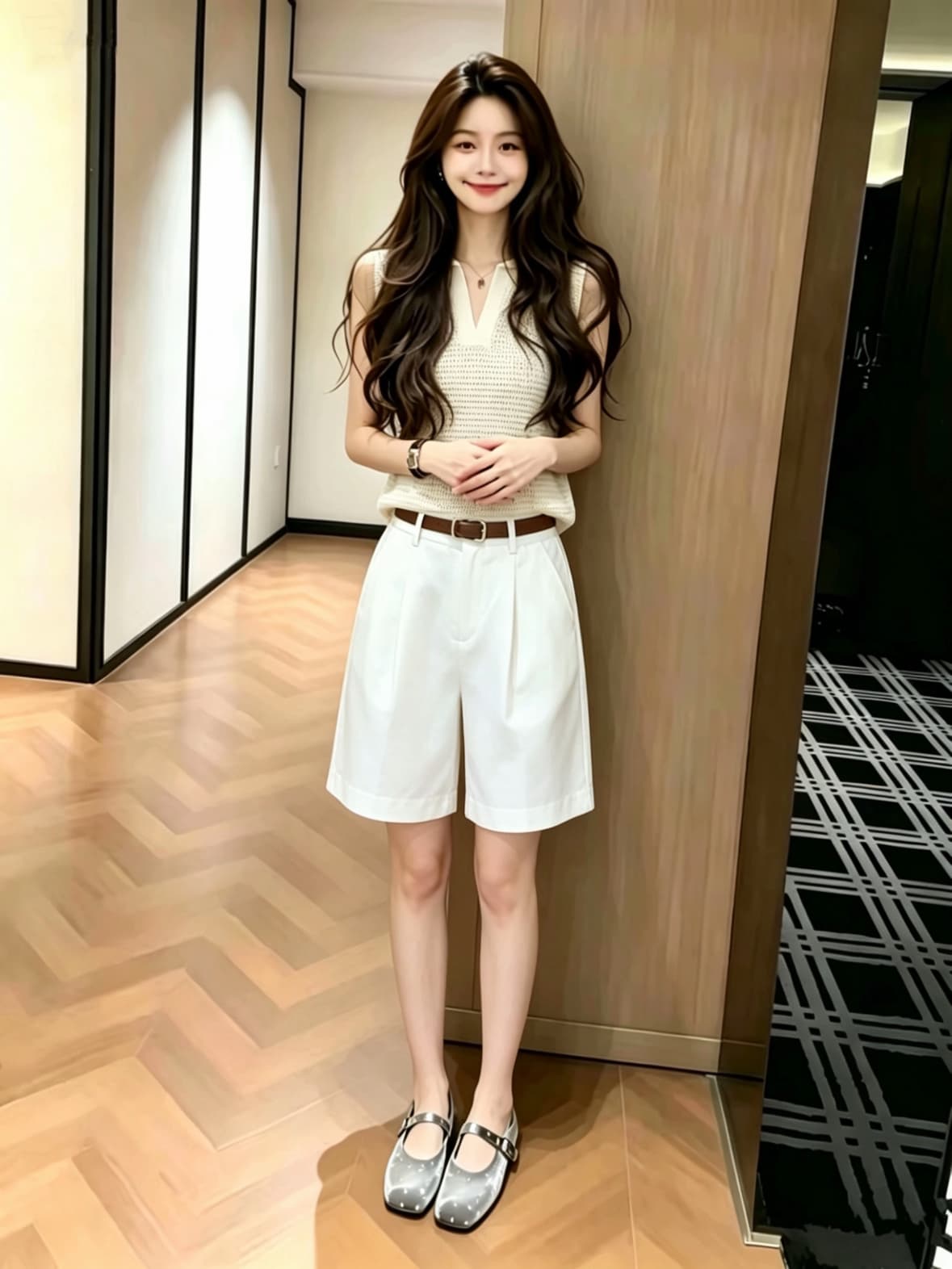 여름 프랑스식 고급 명문 여성 로얄 자매 품격 민소매 니트 베스트 정장 바지 패션 경력 투피스 슈트 여성 이미지 2