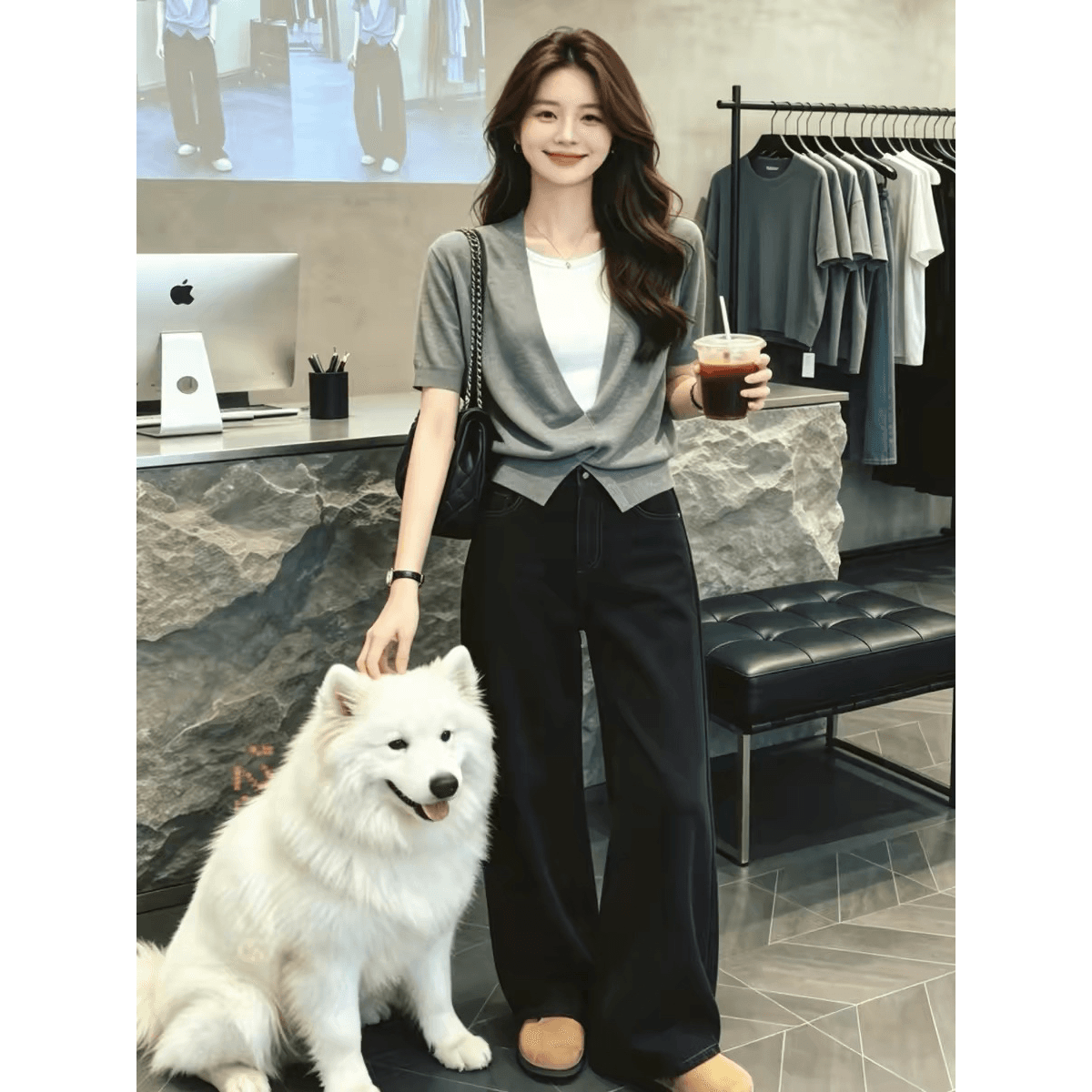 회색 페이크 레이어드 한 부서 디자인 반팔 티셔츠 여성 여름 2026 새로운 아름다운 자이언트 잘 생긴 고유 한 아름다운 세트 이미지 5