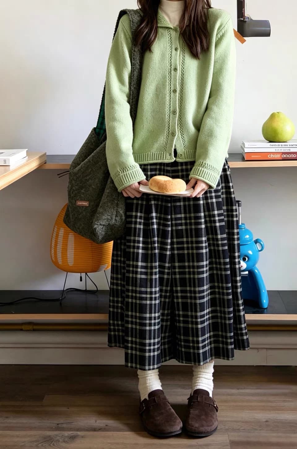 따뜻한 섬 폴로 칼라 작은 홀로우 아웃 레이스 스웨터 오픈 가디건 여성 코트 식물 플러시 버클 니트 맨위 상세 이미지 5
