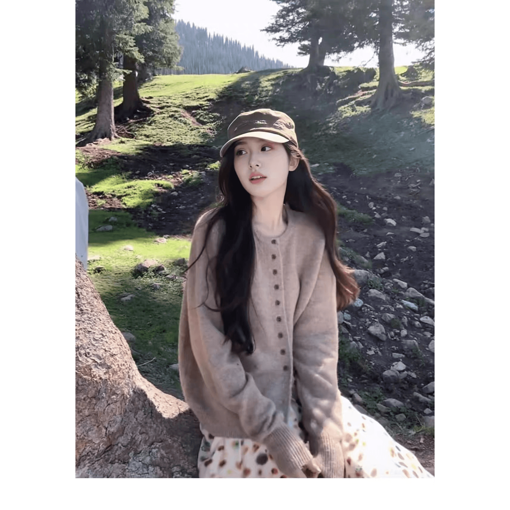 트렌디 놀이 아티스트 부드러운 찹쌀 출퇴근 세련된 니트 오픈 가디건 혼방 라운드 넥 스웨터 코트 이미지 5