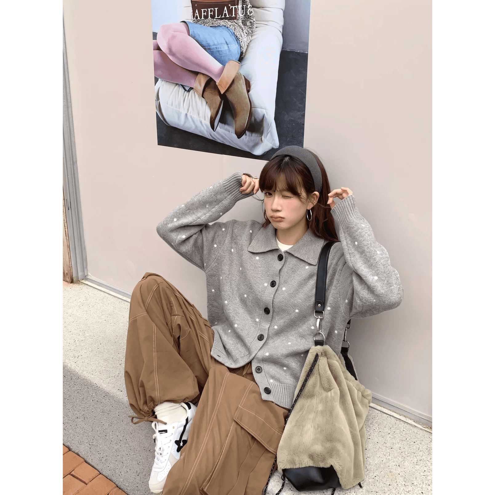 한 부서 도트 무늬 스웨터 오픈 가디건 여성 가을 부드러운 찹쌀 슬림해 보이는 다용도 니트 재킷 캐주얼 이미지 5